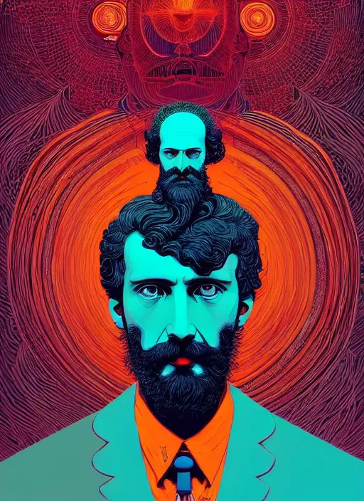 Prompt: symmetry!! stunning portrait of errico malatesta!! by victo ngai, kilian eng vibrant colours, dynamic lighting, digital art, winning award masterpiece, fantastically beautiful, illustration, aesthetically inspired by beksinski and dan mumford, trending on artstation, art by greg rutkowski, 8 k