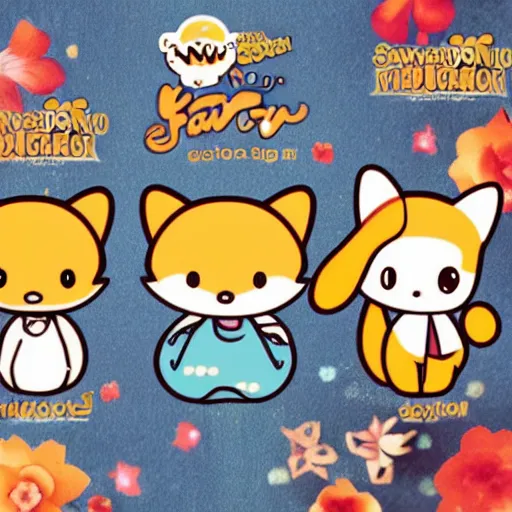 Image similar to new Sanrio character concept of a cute cartoon fox