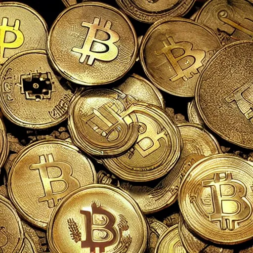 Prompt: an archaeologist uncovering ancient bitcoin coins