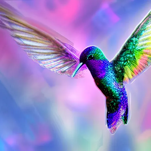 Image similar to islife tearing reflecting hummingbird submerged transparent crystallidigitalart