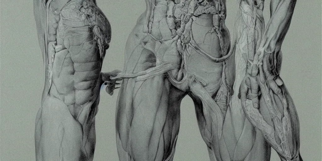 Image similar to Morgan Freeman human anatomy by Leonardo da Vinci, light blue tint, concept art