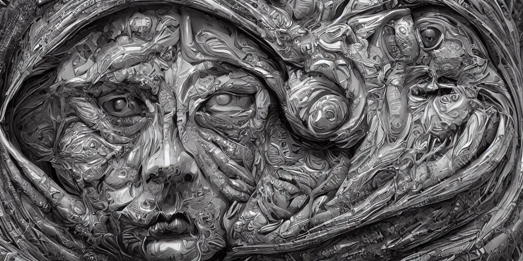 Image similar to hyperrealistic photography of a highly detailed and symmetrical gorgeous sculpture in the style of livio scarpella, jin kagetsu, james jean and wlop, face symmetry, masterpiece, award - winning, sharp focus, intricate concept art, ambient lighting, 8 k, artstation