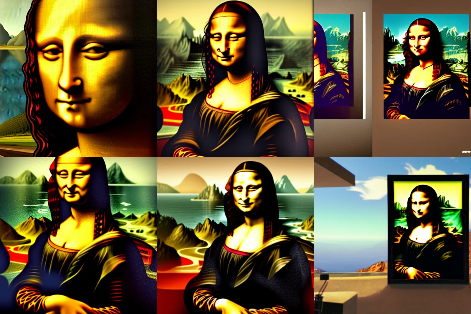 Prompt: Mona Lisa in Grand Theft Auto 5 covert art, epic, 4k resolution, extremely detailed, very sharp, artstation, digital art, vibrant,