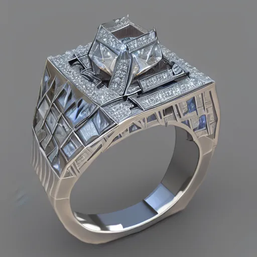 Image similar to diamond magic ring fantasy item, 8 k, fantasy, realistic, volumetric lighting, mood lighting, product view, rendered in cinema 4 d