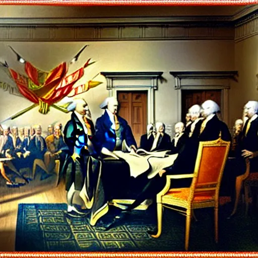 Image similar to “capybara signing the Declaration of Independence, hd”