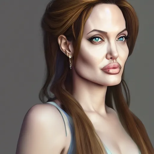 Prompt: portait 2 5 years old angelina jolie centred, very long hair, hd, hyperdetailed illustration by irakli nadar, intricate linework, bright colors, octopath traveler, final fantasy, unreal engine 5 highly rendered, global illumination, radiant light