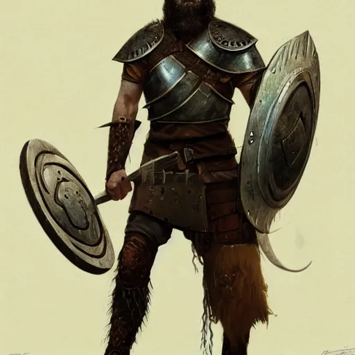 Image similar to rough-skinned, short-bearded undead Viking warrior with ice-pale skin wearing brutalist plate armor with art deco knotwork, by Greg Rutkowski and Brom