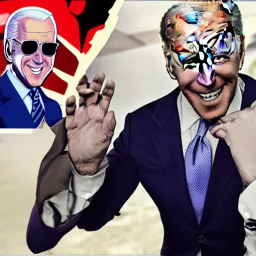 Image similar to Joe Biden in JoJo's Bizarre Adventure