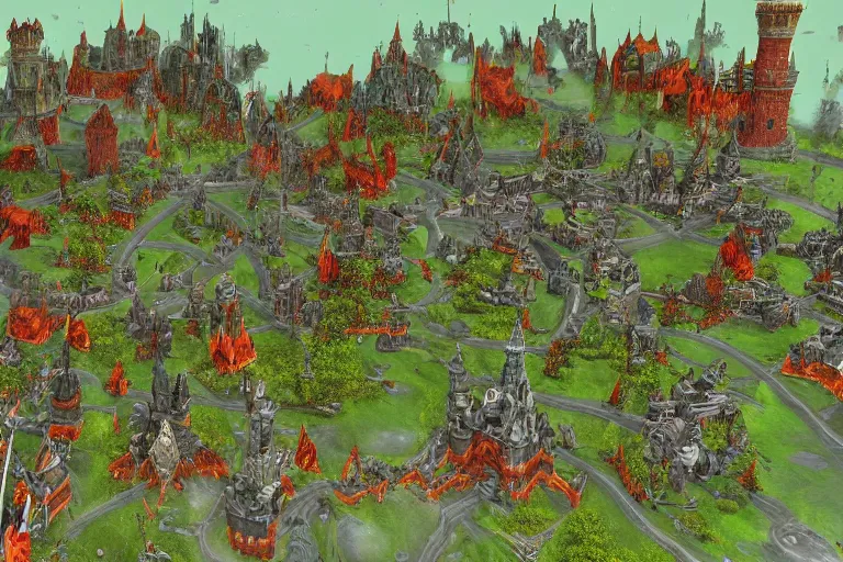 Prompt: moscow in style of warcraft orgrimmar, ork village, green and red orcs in modern camouflage