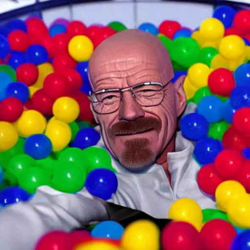 Image similar to walter white playing in a ball pit