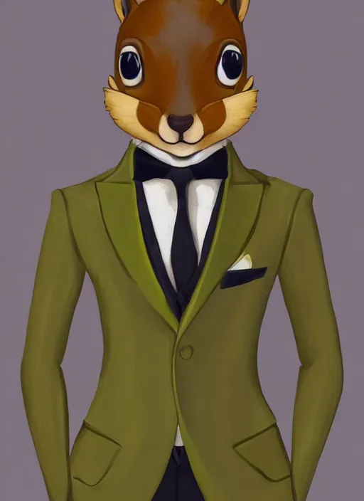 Prompt: squirrel anthro as a dapper bartender in a suit and tie, detailed art deco painterly art style 🐿🍸🍋, furaffinity, trending on artstation