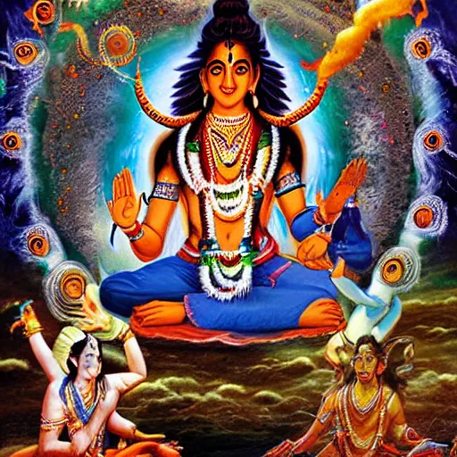 Image similar to lord shiva creating the multiverse, fantasy artwork