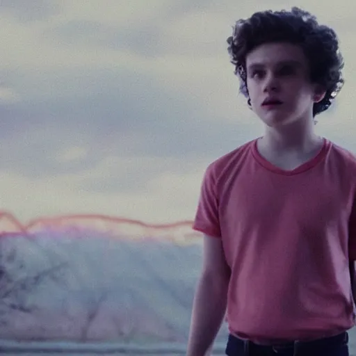 Prompt: A still of Steven Quartz from Steven Universe in Stranger Things (2016) low quality, vhs quality,