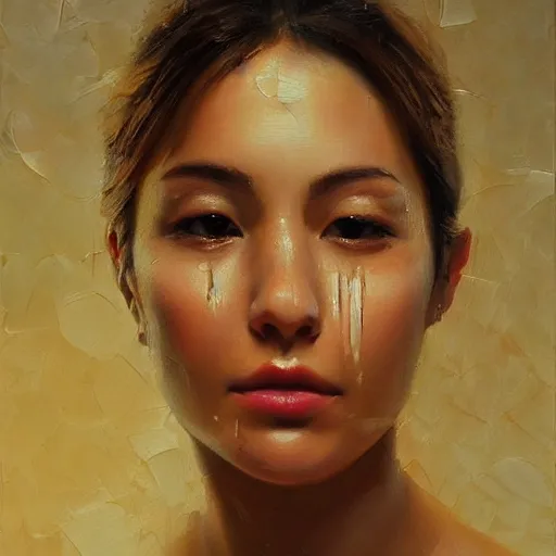 Prompt: perfect, realistic oil painting of close-up Spanish woman face, tears, sadness , by Sakimichan, by an American professional senior artist, Hollywood concept, dynamic composition and motion, postproduction.