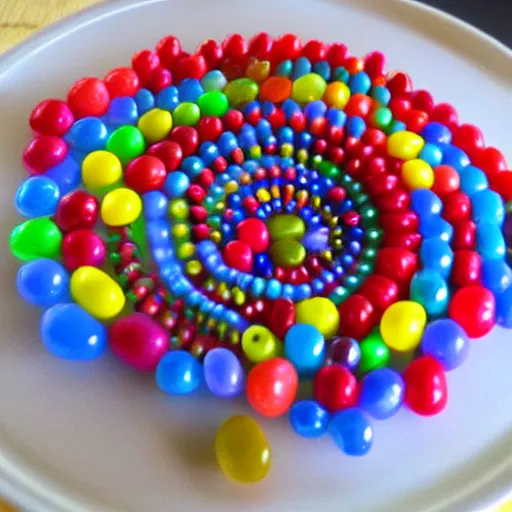 Prompt: dna spiral!!!! made of jelly beans