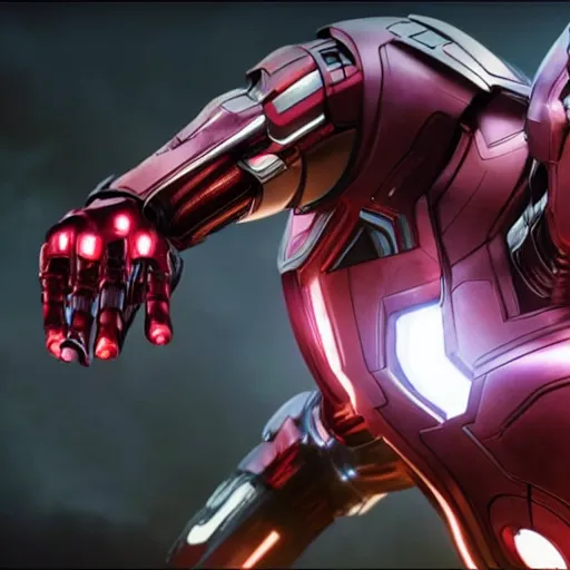 Image similar to still photo of marvel ultron on thanos, highly detailed, photorealistic portrait, bright studio setting, studio lighting, crisp quality and light reflections, unreal engine 5 quality render