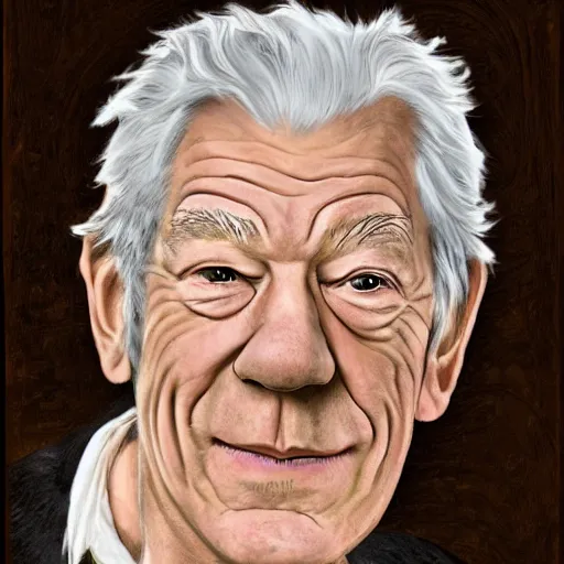 Image similar to a portrait of ian mckellen in the style of frog and toad