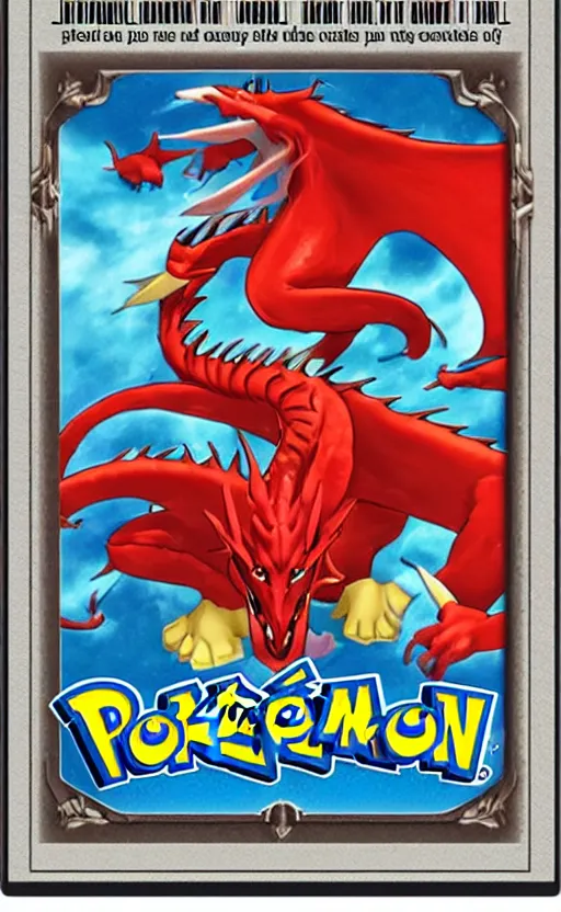 pokemon card trading fantasy card of a red dragon, Stable Diffusion