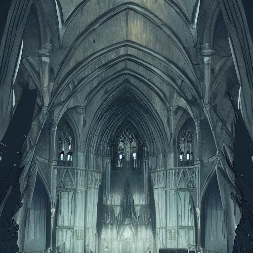 Prompt: the devil's cathedral. artstation, concept art, illustration