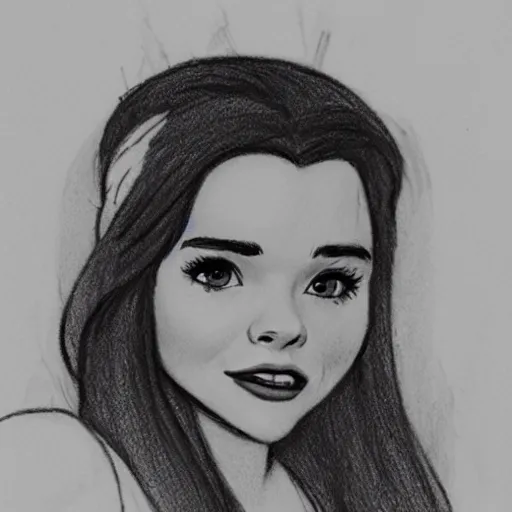 Image similar to milt kahl pencil sketch of chloe grace moretz as disney snow white