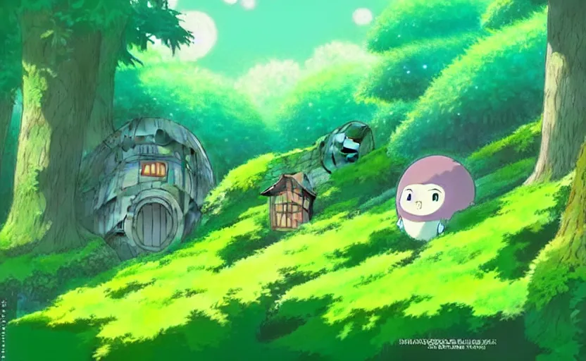 Prompt: lush forest with a cute woodland home, fantasy studio ghibli animated film, fantasy concept art, aesthetic, glob
