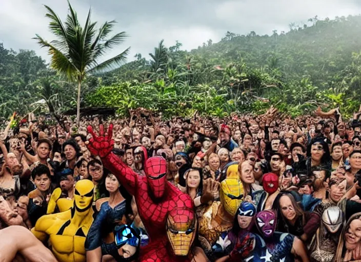 Image similar to a shot from upcoming marvel movie about Bali. award winning photography