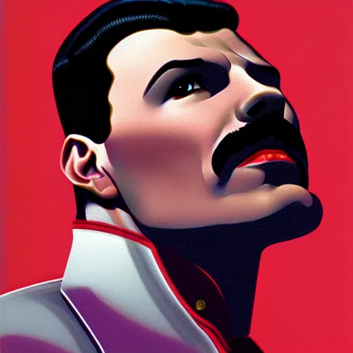 Image similar to freddy mercury by clyde caldwell, ilya kuvshinov, rossdraw, very detailed