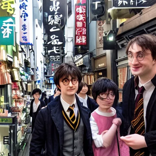 Prompt: Harry potter seeking the dragon balss in Japan