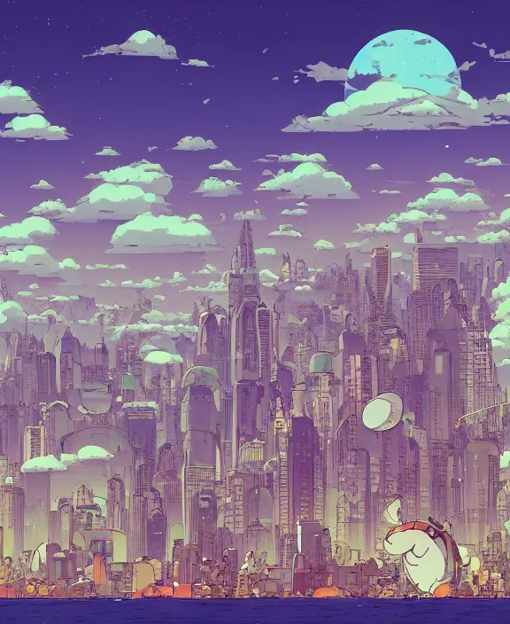 Image similar to simplicity, city skyline made from obese sea slugs, in the style of a puffy spaceship, skeletons, partly cloudy, spooky, dramatic lighting, by geof darrow, bill sienkiewicz, dan mumford, yusuke murata, makoto shinkai, ross tran, cinematic, unreal engine, cel shaded, featured on artstation, pixiv