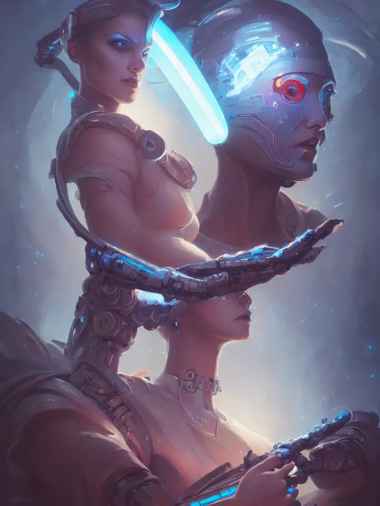 Image similar to a portrait of a beautiful cybernetic jedi, cyberpunk concept art by pete mohrbacher and wlop and artgerm and josan gonzales, digital art, highly detailed, intricate, sci-fi, sharp focus, Trending on Artstation HQ, deviantart, unreal engine 5, 4K UHD image