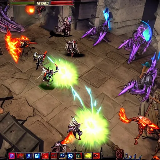 Image similar to diablo fighting 4 wizards