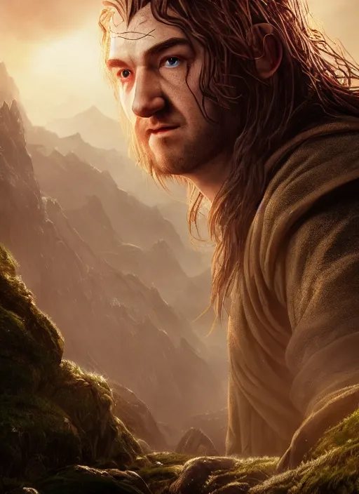 Image similar to hobbit ultra detailed fantasy, elden ring, realistic, dnd character portrait, full body, dnd, rpg, lotr game design fanart by concept art, behance hd, artstation, deviantart, global illumination radiating a glowing aura global illumination ray tracing hdr render in unreal engine 5