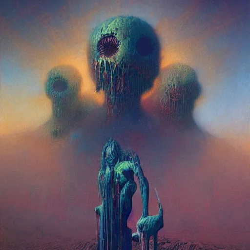 Prompt: war wonderland by lisa frank and beksinski and wayne barlowe, exquisite detail, post processing, masterpiece, cinematic, sharp focus, deep colors