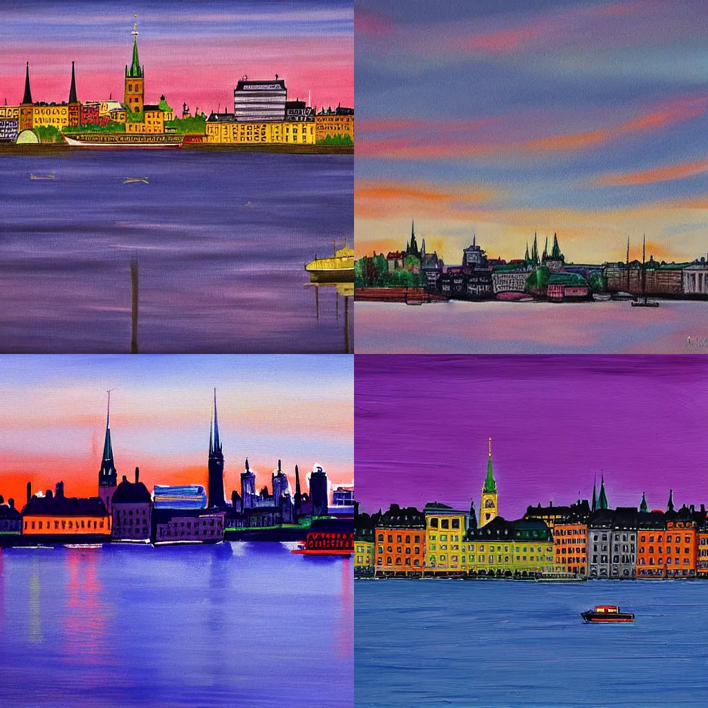 Prompt: stockholm skyline painted by markus gunnar