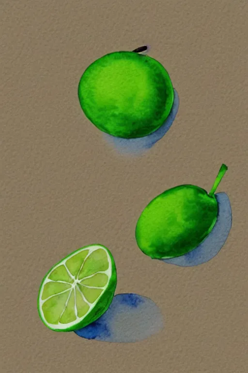 Image similar to minimalist watercolor art of a lime, illustration, vector art