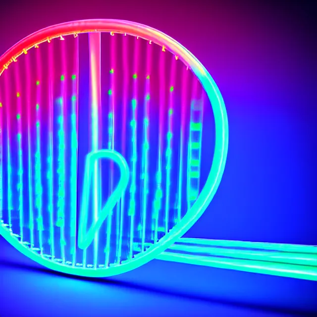 Prompt: Glowing DNA inside a neon transparent 3d object of the letter \'R\' , digital art