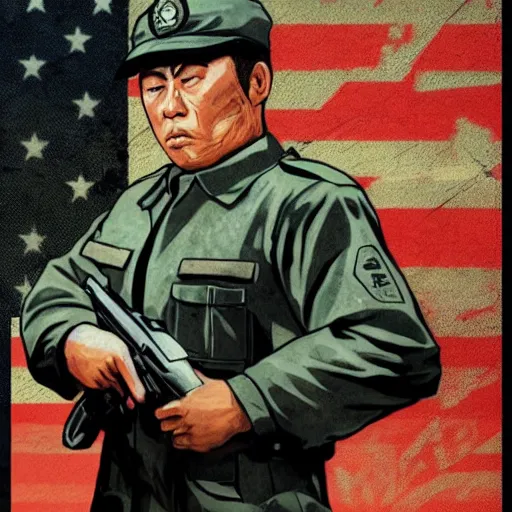 Prompt: isoroku yamamoto in gta v, cover art by stephen bliss, boxart, loadscreen