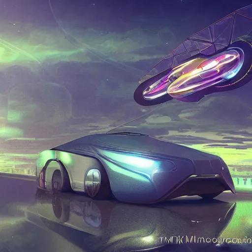 Image similar to solarpunk hovercar, clean energy, green technology, highway, sunny day, futurism, intricate, engines, glow, highly detailed, drone wings, peaceful, utopia, bright, digital painting, artstation, concept art, smooth, sharp focus, epic landscape, art by akihiko yoshida and tim mcburnie and anato finnstark