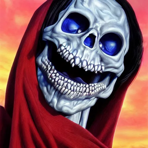 Image similar to ultra realistic portrait painting of skeletor, art by eiichiro oda, 4 k, one piece artstyle, cel shaded, highly detailed, epic lighting