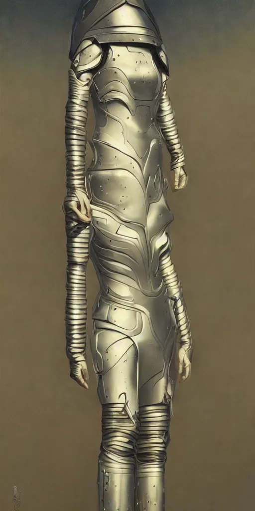 Prompt: full body portrait of beautiful gothic and futuristic fashion model, elegant space armour, cyber armour, highly detailed, artstation, illustration, composition, 8 k quality, art by jean delville, rene magritte, hyperrealism oil painting