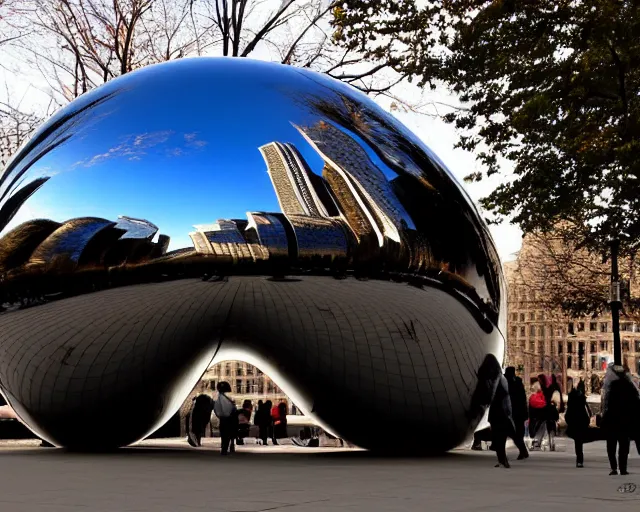 Image similar to the bean in chicago but it's broken