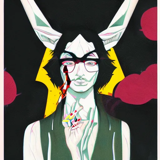 Image similar to Baphomet picture by Sachin Teng, asymmetrical, dark vibes, Realistic Painting , Organic painting, Matte Painting, geometric shapes, hard edges, graffiti, street art:2 by Sachin Teng:4