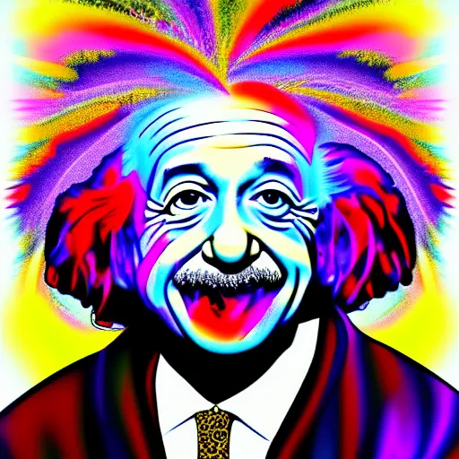 Image similar to albert einstein psychedelic digital art