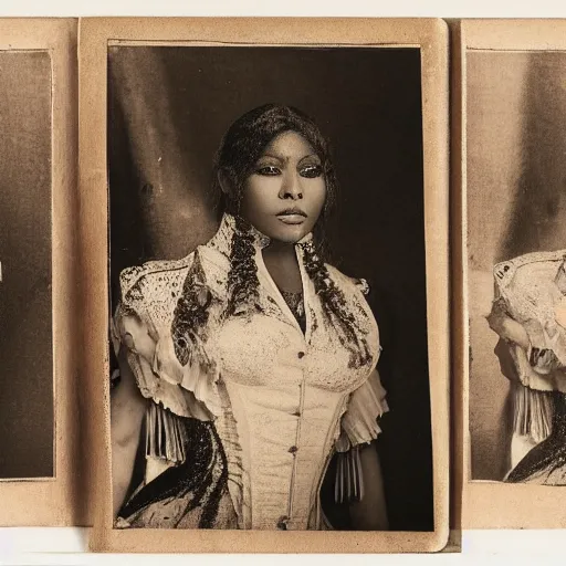 Image similar to albumen print portrait of nicki minaj wearing 1 8 0 0 s clothing, very detailed, very intricate,