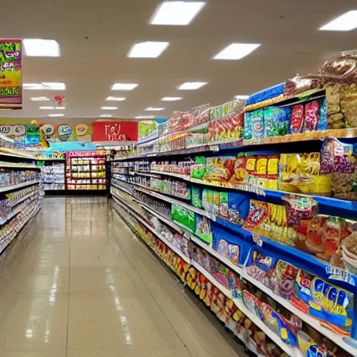 Image similar to cereal aisle in an underwater walmart