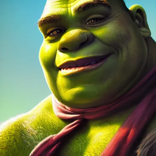 Image similar to portrait of shrek in marrakech, highly detailed, digital painting, artstation, concept art, smooth, sharp focus, illustration, art by artgerm and greg rutkowski and alphonse mucha