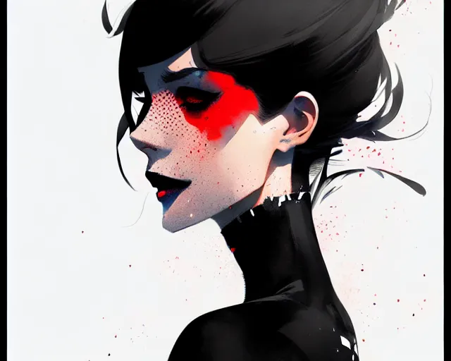 Image similar to a ultradetailed beautiful panting of a stylish woman wearing a black dress, by conrad roset, greg rutkowski and makoto shinkai, trending on artstation