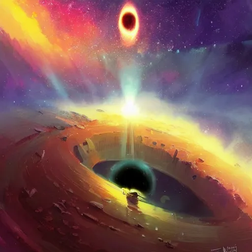 Prompt: a black hole in space, by anato finnstark, by alena aenami, by john harris, by ross tran, by wlop, by andreas rocha