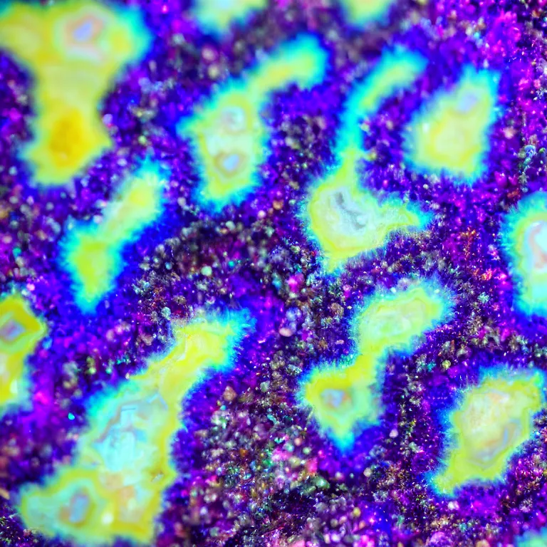 Prompt: psychedelic quartz geode, 4k, HD photography, depth of field