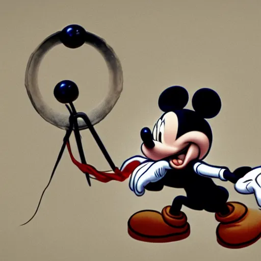 Prompt: mickey mouse as a dark souls boss by louise bourgeois